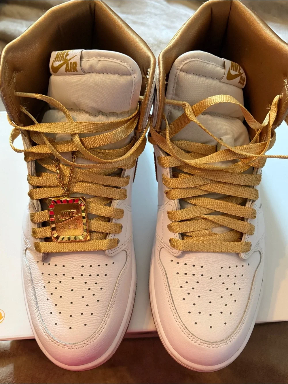 Jordan Women Athletic Shoes White and Gold